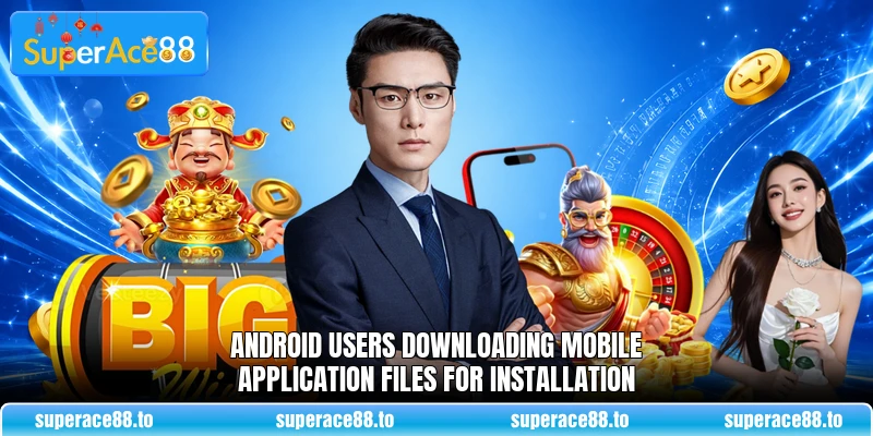 Android users downloading mobile application files for installation Android users downloading mobile application files for installation