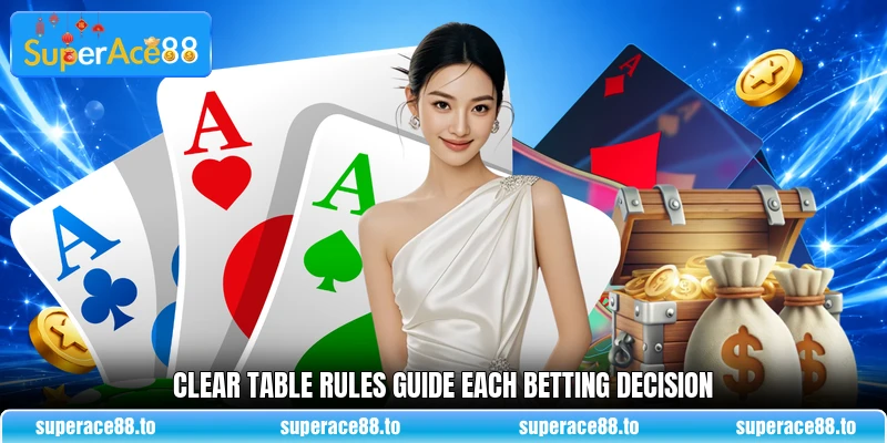 Clear table rules guide each betting decision Clear table rules guide each betting decision