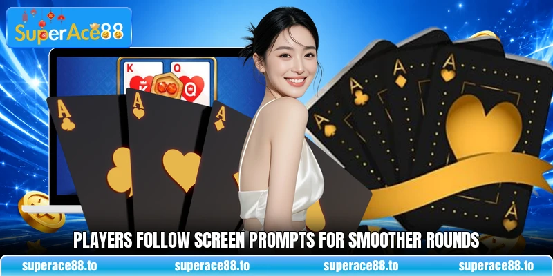 Players follow screen prompts for smoother rounds Players follow screen prompts for smoother rounds