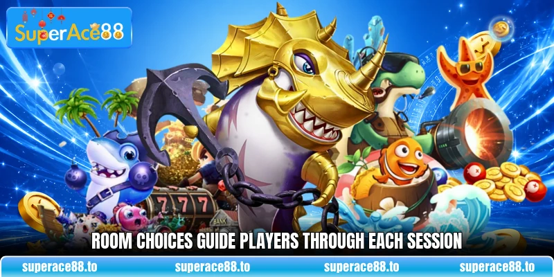 Room choices guide players through each session Room choices guide players through each session
