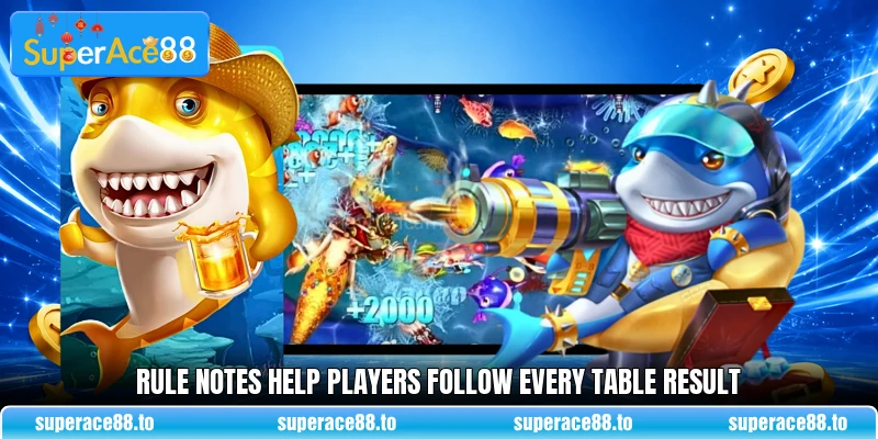 Rule notes help players follow every table result Rule notes help players follow every table result